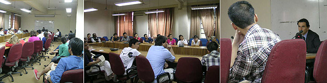 Dr Nicholas Bequelin, Senior Asia Researcher of Human Rights Watch speaking on 'Human Rights Issues in Tibet' at the Jawaharalal Nehru University campus in New Delhi at a function organised by Friends of Tibet (Delhi) and the Tibet Forum of JNU on August 11, 2011.