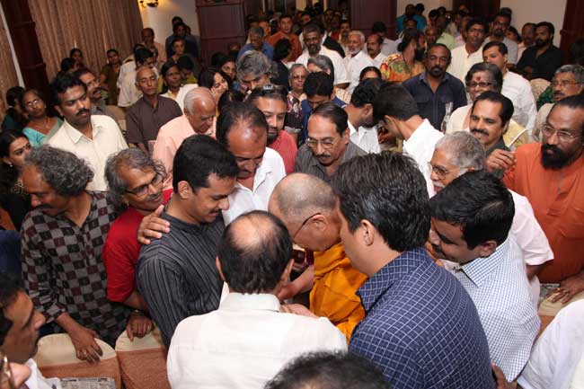 Friends of Tibet (Kerala) members and supporters during a private audience with His Holiness the XIV Dalai Lama on September 04, 2010.