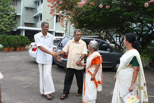 Meeting once a month during the Wellbeing Camp at Kochi is a great opportunity for many who do not otherwise meet in their village. Rajsankar makes sure that he meets with all patients individually and welcome them for the camp. A good majority of patients depend on him for communicating with the doctors and also getting the right advise on the intake of medicines. For many they are connected to the doctors through Rajsankar which they consider a blessing.