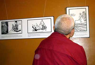 Prof Samhong Rinpoche Watching the Exhibition