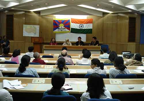 One the Dais: Prof Honey Oberoi, Suresh Jindal, Tenzin Tsundue and Tenzin Choeying
