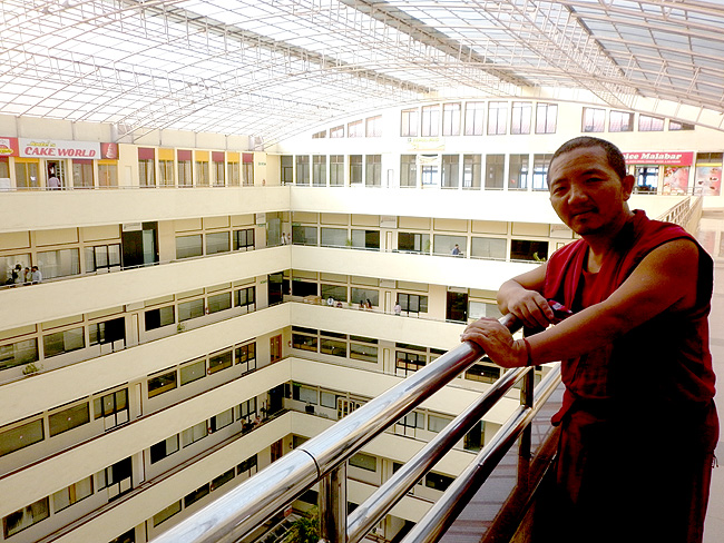 Venerable Thupten Gedun of Gyuto Monastery, Sidbari, Dharamshala at Technopark, Trivandrum. Spread over 300 acres with 4 million sq ft of built-up space, Technopark is India's biggest IT park. It hosts over 290 IT and ITES companies employing over 42,500 IT professionals. (Photo: Friends of Tibet)