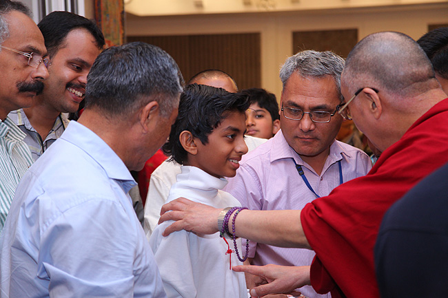 'You seem to be having some health problems. Please get this checked' His Holiness the XIV Dalai Lama tells Elvin Eldtho while asking Dr Dorjee Rapten Neshar to offer medication. His Holiness was in Kochi to address a gathering of 'Friends of Tibet' members and 'Wellbeing' beneficiaries at the Holiday Inn on November 25, 2012. The Dalai Lama spoke about 'The Art of Happiness' at this event organised by the 'Friends of Tibet Foundation for the Wellbeing'.