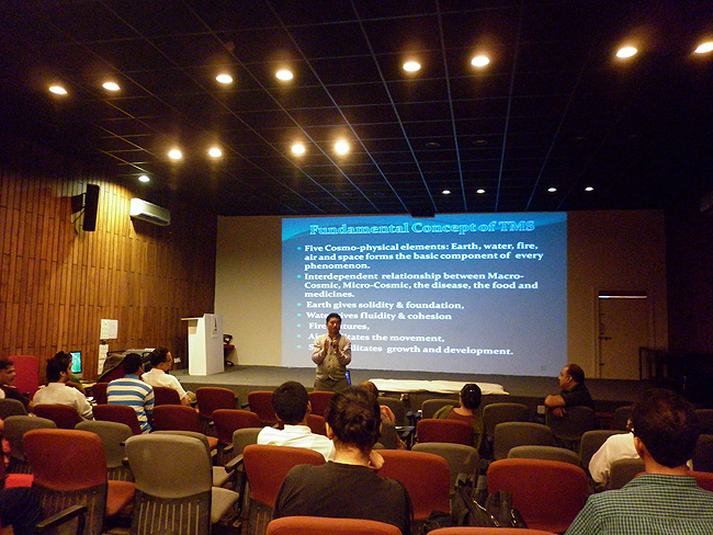 'Sowa Rigpa, the Science of Healing' lecture by Dr Dorjee Rapten Neshar, Chief Medical Officer, Men-Tsee-Khang, the Tibetan Medical and Astrological Institute of His Holiness the Dalai Lama at IIT Bombay on November 26, 2013. The event was jointly organised by Friends of Tibet and Industrial Design Centre, IIT Bombay.