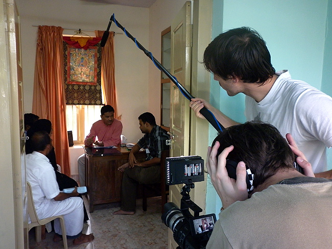Alexander Matthew from Philippines, Adam Miklos and Adrin Szki from Hungary in the production of the documentary film 'The Legacy of Menla: Tibetan Medicine's Perspective on Cancer'. The film is expected be shot at various Tibetan medical centres in India started with the Wellbeing Tibetan Medical camp venue at Kochi on January 4, 2013. The January 2013 Wellbeing Tibetan Medical Camp by Men-Tsee-Khang, the Tibetan Medical and Astrological Institute of HH the Dalai Lama and Friends of Tibet was held from January 2-5, 2013. (Photos: Friends of Tibet)