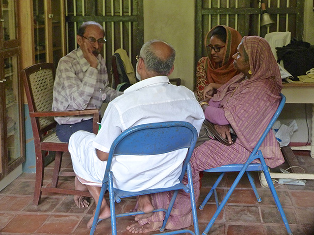 Suresh Babu (Left), former Coordinator of the Indian Secretariat of World Federation for Holistic Medicine and an Advisor to Friends of Tibet's Wellbeing Programme conducts 'Wellbeing Briefing Session' during the 57th Wellbeing Camp at Alappuzha, Kerala.