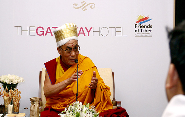 HH the XIV Dalai Lama of Tibet addressing a gathering of Friends of Tibet Foundation on September 4, 2010