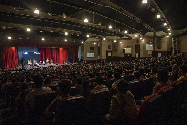 HH the Dalai Lama addressing students during Techfest 2018 on December 12, 2018 (Photo: IIT Bombay)