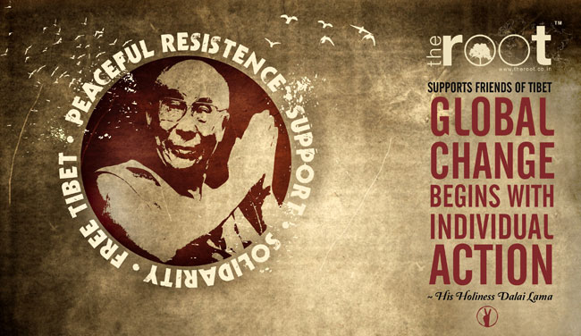 The Root poster in solidarity with Friends of Tibet and World Tibet Day.