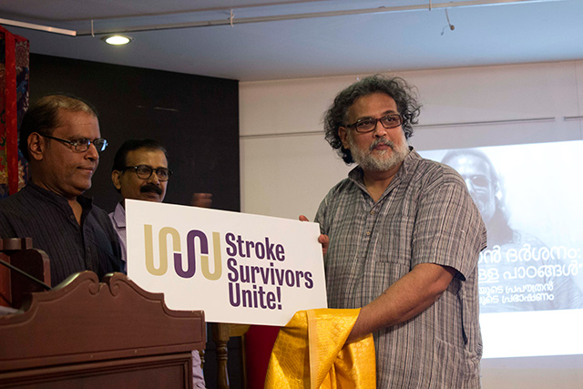 The evening witnessed the unveiling of the 'Stroke Survivors, Unite' logo by Tushar Gandhi. The forum is founded by Abraham Lawrence, who's a close associate of Friends of Tibet Foundation for the Wellbeing. He himself is a stroke survivor. (Photos: Prince Prabhakaran)