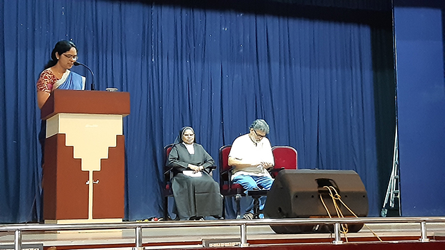 Tushar Gandhi at St Teresa's College (July 17, 2019)