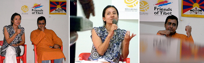 Tibetan poet Tsering Wangmo Dhompa and Indian poet Eswar Anandan interacts with students during 'Melting Boundaries: Poetry on Tibet' event at the Union Christian College, Aluva, Kerala.