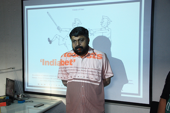 Shri Harish Hariharan, a legal researcher and Tibet supporter introduces World Tibet Day to the gathering on July 6, 2015, the 80th birthday of His Holiness the Dalai Lama, celebrated world over as World Tibet Day. 