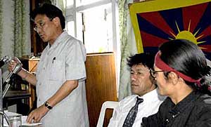 Karma Choephel (President, National Democratic Party); 
    Kalsang Phuntsok (President, Tibetan Youth Congress) 
    and Tenzin Tsundue (National Secretary, Friends of Tibet)