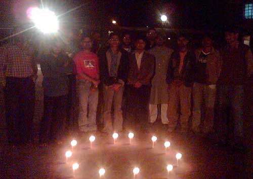 Candle Light Vigil at Aligarh University by Friends of Tibet (Aligargh)