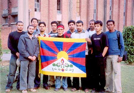 Tenzin Tsundue with members of Friends of Tibet (Aligarh)