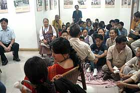 Moon Moon Sen Surrounded by Calcutta Tibetans