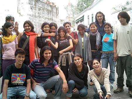 Members of Friends of Tibet (Delhi) members with their Tibetan friends Tenzin Dhondup and Losang in Dharamshala