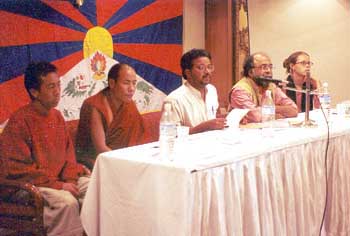 Discussion: Phuntsok Wangchuk, Ven Tashi, Dr Ramu Manivannan, Prof Prabodh Parikh and Beatrice Gibson